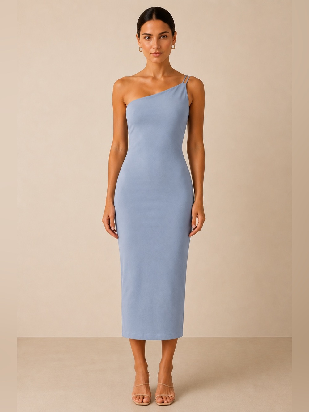 Nookie Dusty Ice Blue One Shoulder Midi Dress XS Australian Wedding Guest